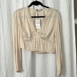 NWT BEAUTIFUL CROPPED BLOUSE XL ASOS STRADIVARIUS